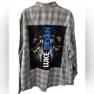 LUKE BRYAN Upcycled Plaid FLANNEL Shirt Hand Crafted